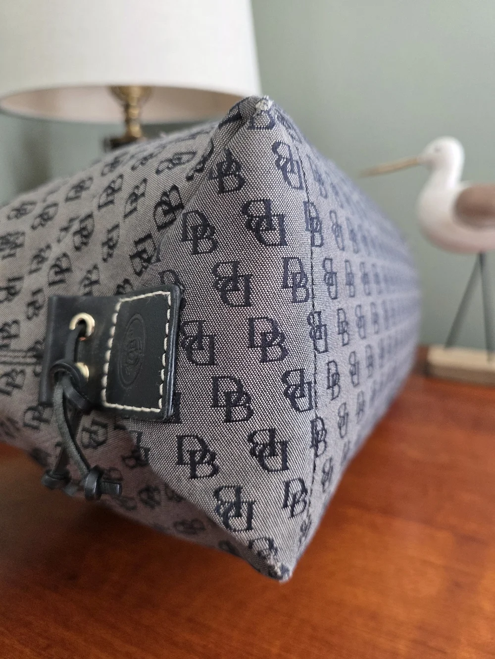 Dooney & Bourke Signature DB Monogram Canvas Hobo Shoulder Bag Y2K Vintage